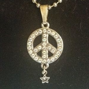 Peace Sign with Star and Austrian Crystals 18 inch
